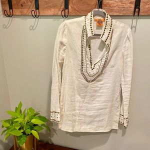 TORY BURCH | Embellished Ivory Tunic